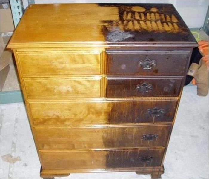 fire damaged wooden chest